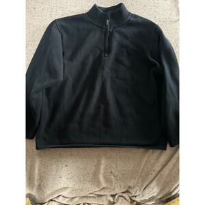 LL Bean Heavy Cotton Zip Mock Neck XXL Black Cabin Lodge Normcore Chunky